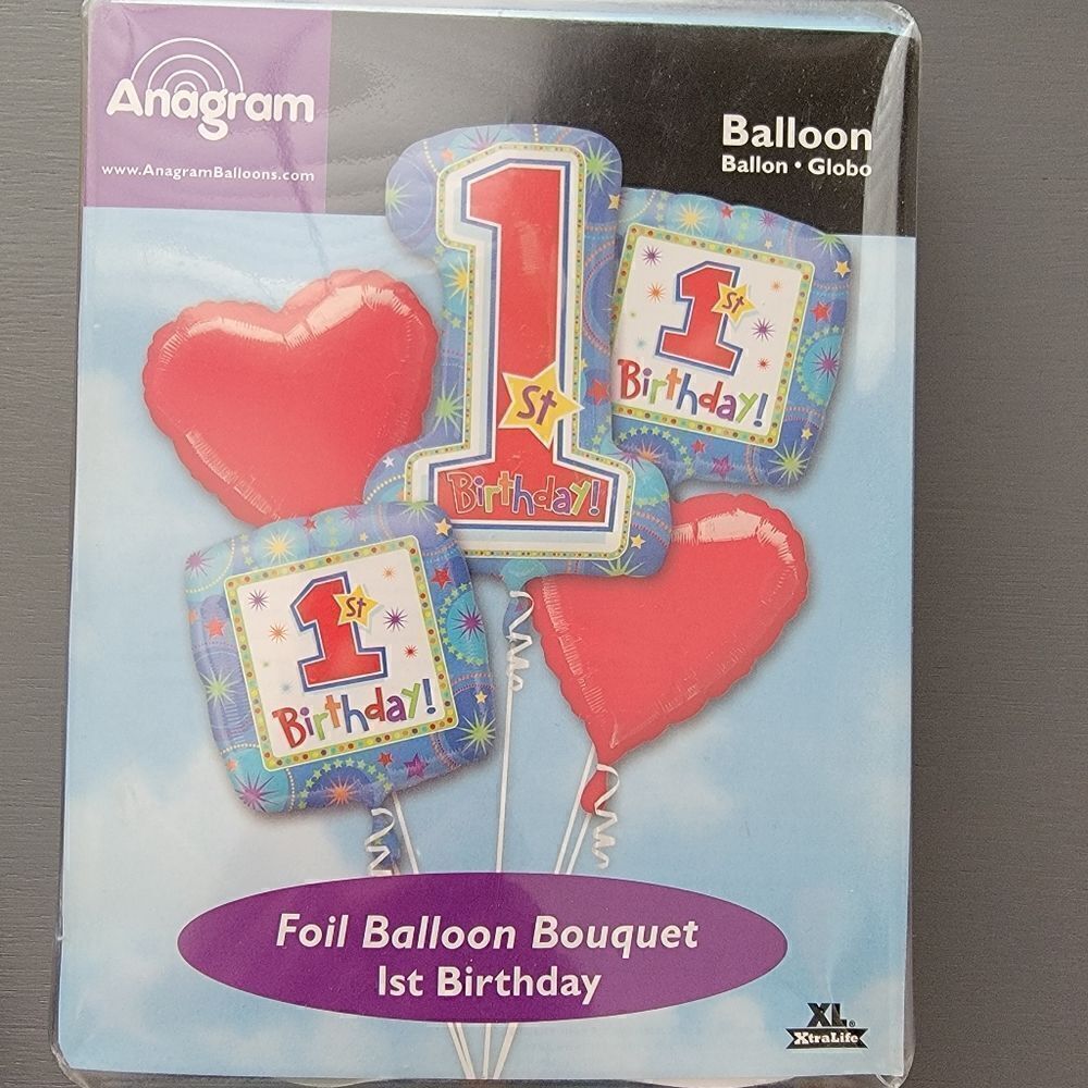 "1st" Birthday Bouquet Foil Balloon Set.